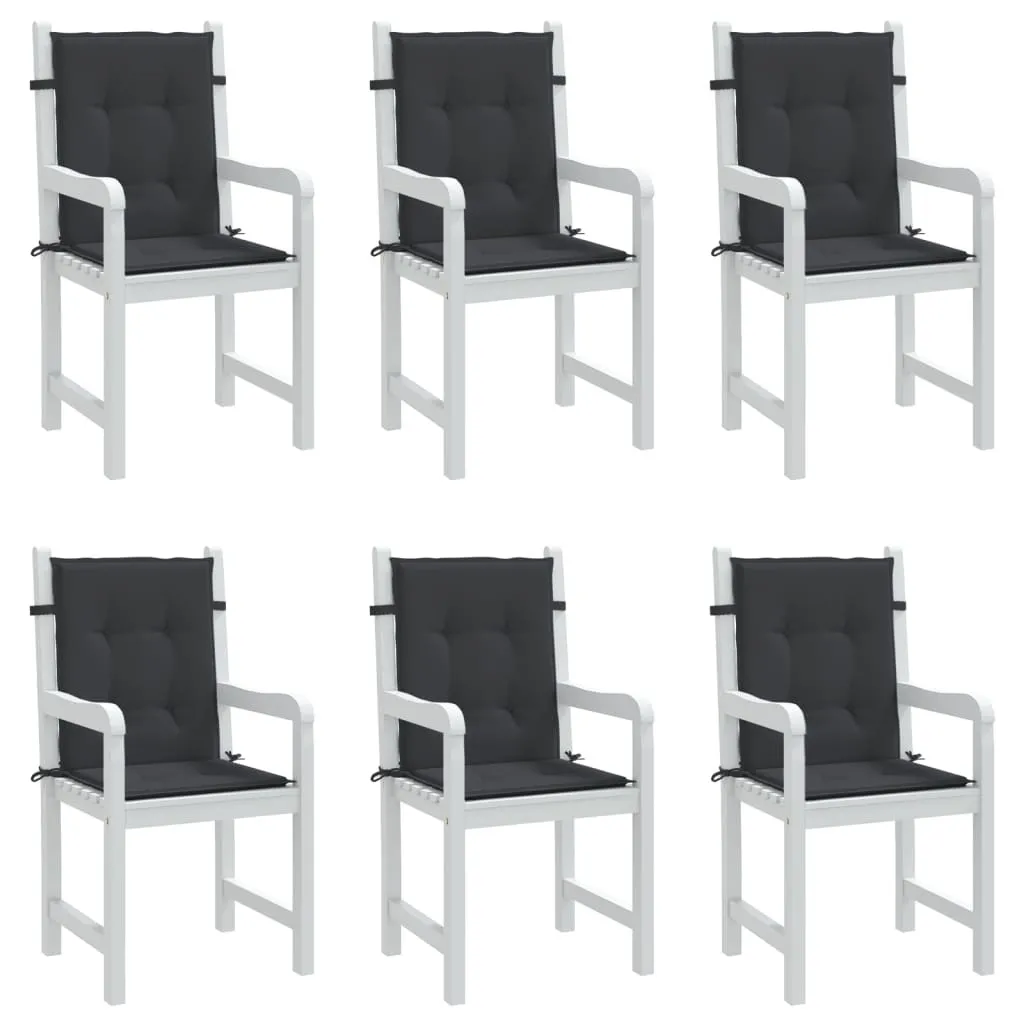 vidaXL Cuscini per sedie da giardino per schienale basso 6 pezzi nero 100x50x3cm - 4