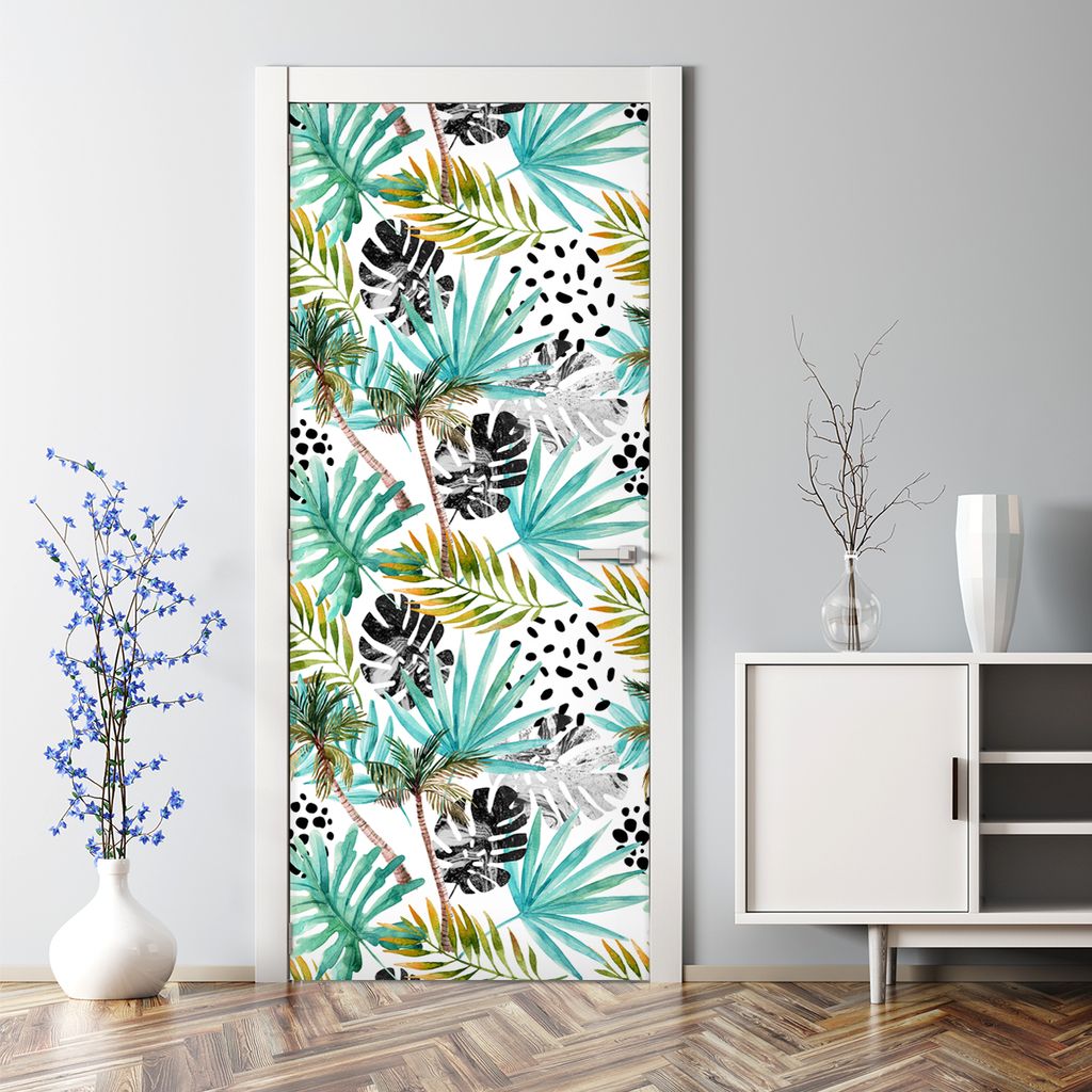 Dekorative Türaufkleber selbstklebend Klebefolie Aufkleber Exotische Variation 77 x 200 cm