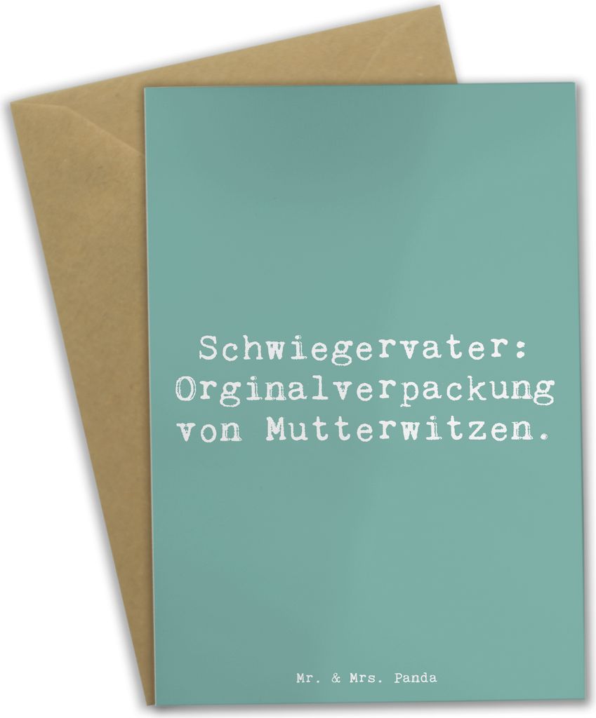 Mr. & Mrs. Panda babykarte Spruch Schwiegervater Witze - Meeresbrise - Geschenk, Verwandtschaft, osterkarten, Familienmitglieder, hochzeitskarten, ...