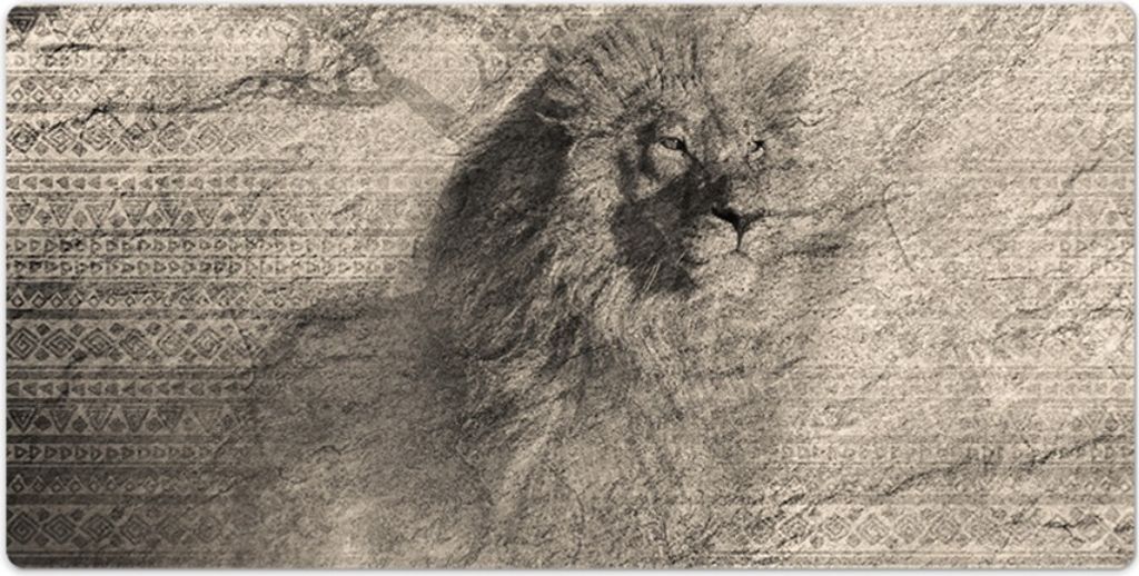 Schreibtischunterlage - 100x50 cm - Mauspad - Tischunterlage - Löwe Afrika Muster