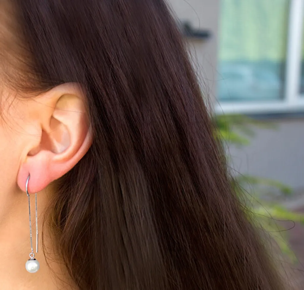 Boucles d'oreilles perles argentées légères sans irritation AGUV - 3