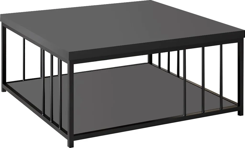 Table basse en métal et bois anthracite Zenn 90 cm plateau robuste