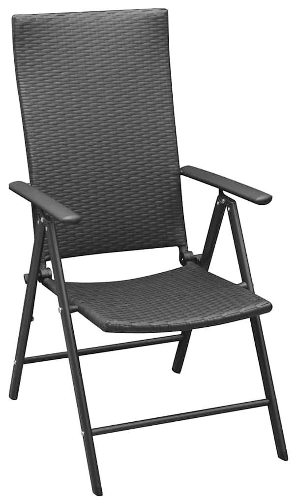 vidaXL Klappstühle, 4 Stück, Polyrattan, Schwarz Produktbild 