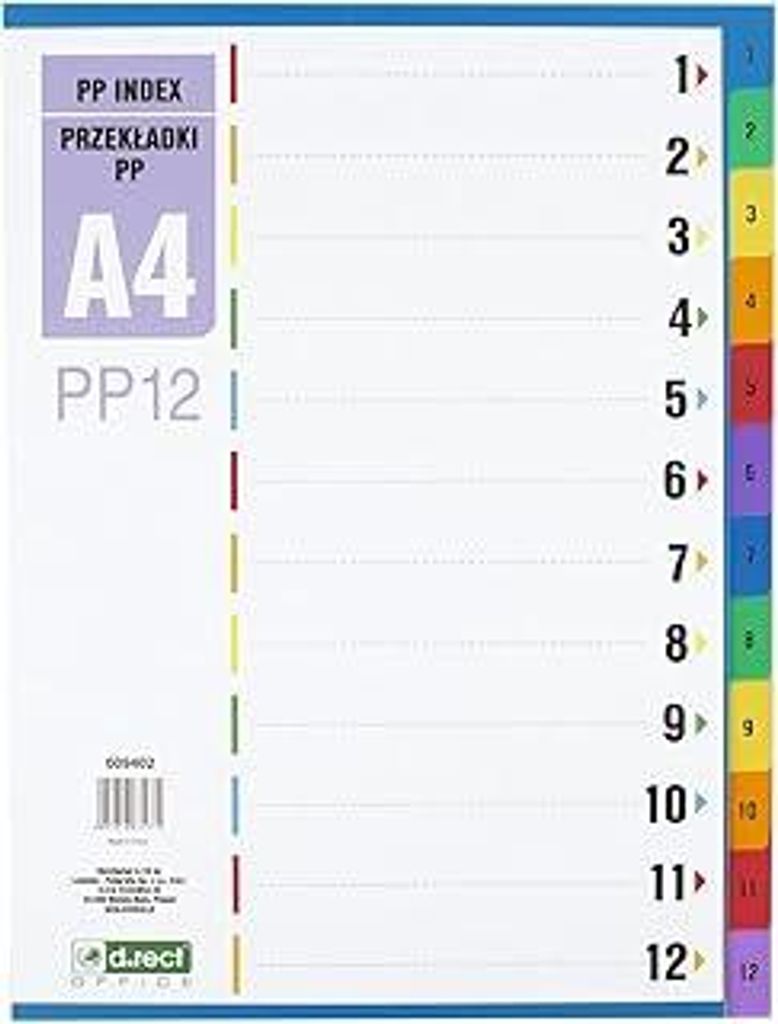 A4 Register 1–12 – PP Trennblätter mit Farbindizes – Mehrfarbig – Universal Lochung für alle Ordner – Registerkarten für Dokumente & U...