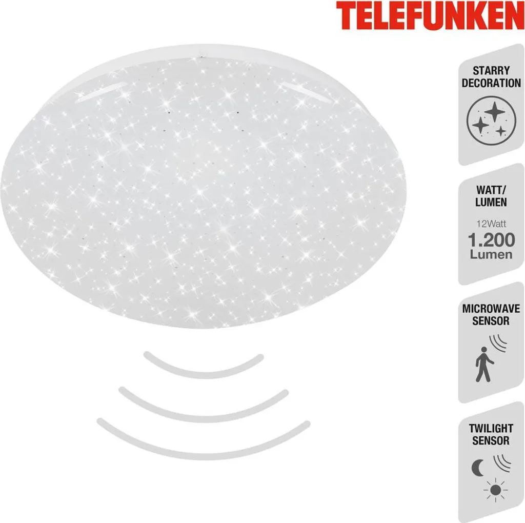 Lampada Soffitto LED Telefunken Cielo Stellato 12W con Sensore Notte
