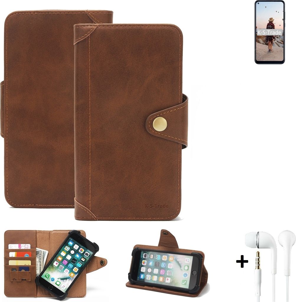 K-S-Trade Handyhülle Schutzhülle kompatibel mit Samsung Galaxy M11 Walletcase Bookstyle Schutz Case Hülle Wallet Flipcase Cover PolyurethanBraun...