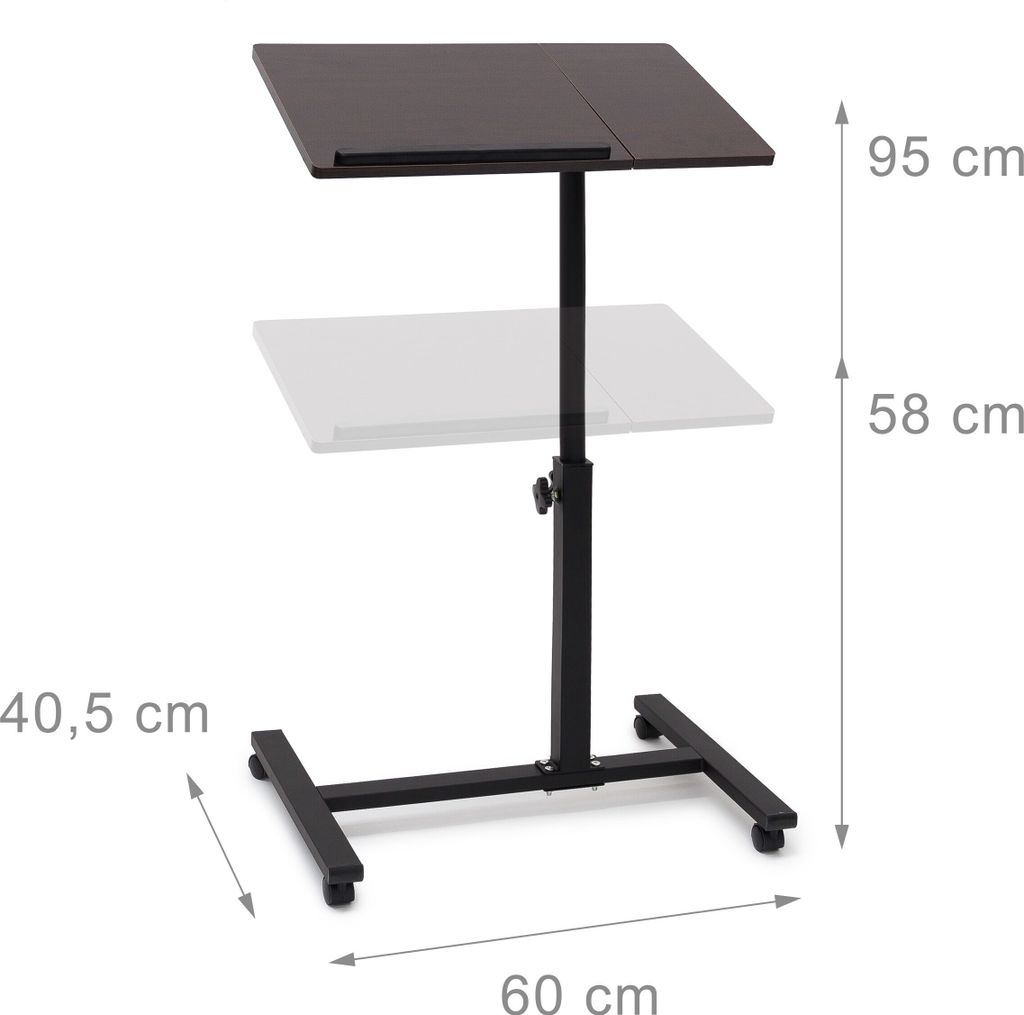 relaxdays PC-Tisch höhenverstellbar dunkelbraun 60,0 x 40,5 Produktbild 5