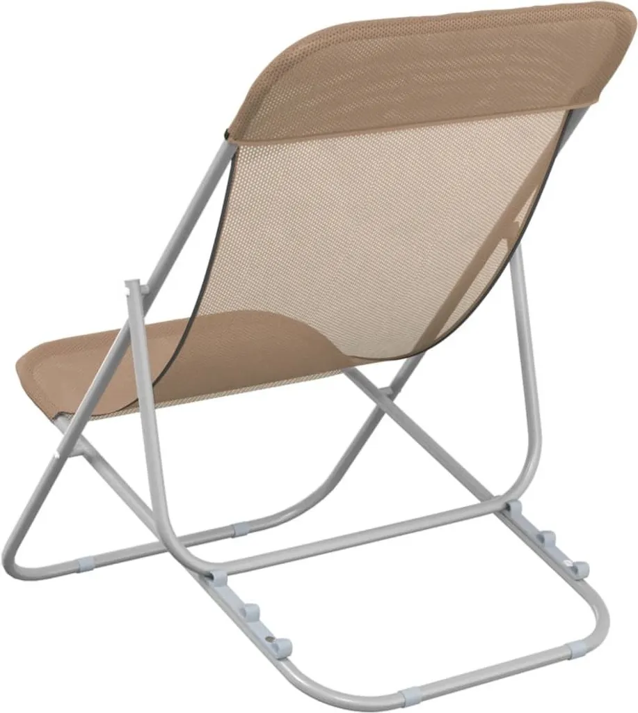 Chaises de plage 2 pcs en textilène taupe et acier robuste - Lot de 2