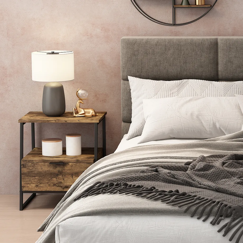 Table de Nuit Vicco Lunor Lot de 2 Gain de Place pour Petite Chambre Noir