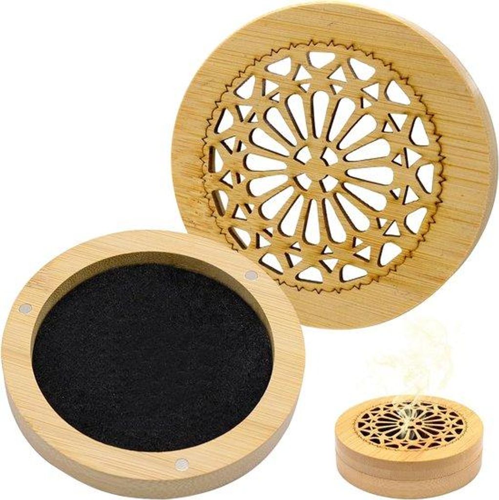 2 Stück Aromatherapie-Diffuser aus Bambus mit Wachsbox, tragbar für Schlafzimmer, Bad, Auto und Reisen, natürliche Duftdiffuser