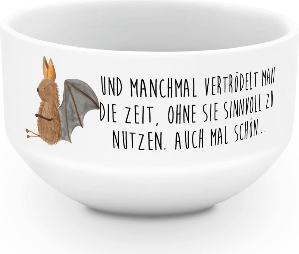 Mr. & Mrs. Panda schale Fledermaus Sitzen - Weiß - Geschenk, porzellanschale, porzellanschüssel, Porzellan, Gute Laune, Müslischale, Motivation,...