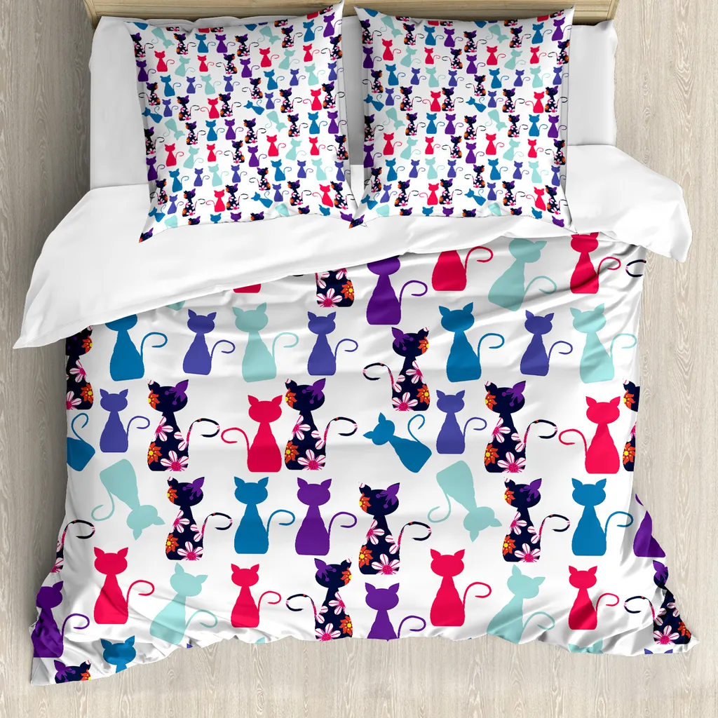 Housse de couette chatons 155x220 cm contre les allergies et acariens