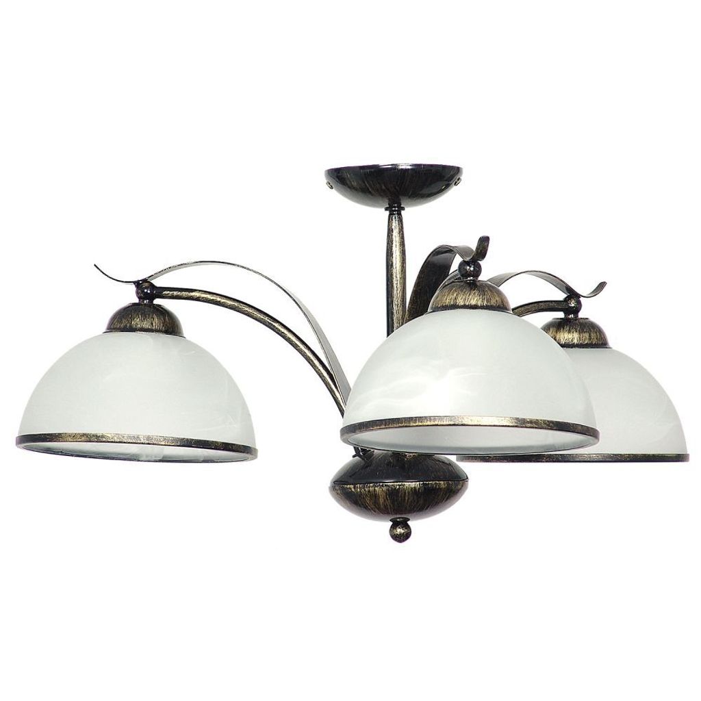 Lampa sufitowa złota patyna 3 szklane klosze Korfu 3xE27 Zdjęcie produktu 