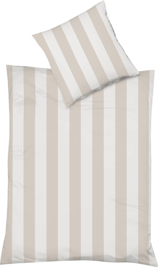 Fleuresse Mako-Satin Bettwäsche 200x220 Streifen Blockstreifen beige sand 114412-7