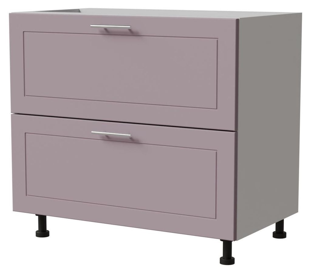 Schubladenunterschrank BARI 90x82cm lackiert Ausführung wählbar BA-D2 - 90,RAL 4009 pastellviolett matt,weiß,REJS Comfortbox (Vollauszug)