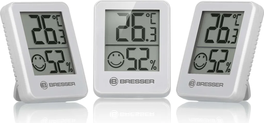 Bresser Temeo Hygro Set 3: Igrometro Digitale Bianco Alta Precisione