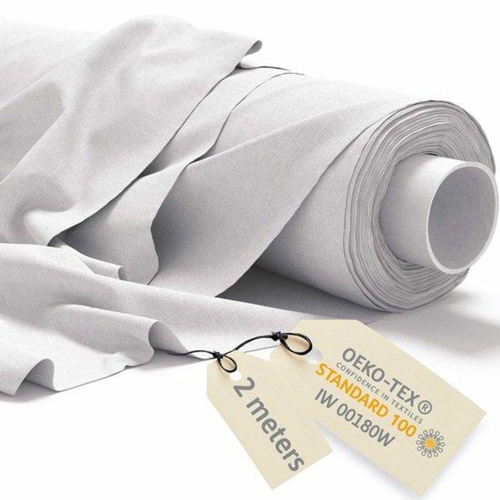 Katoenen Stoffen pro Meter 2Mx160cm 145 g/m² - Naai Stoffen pro Meter - Meubelstof - Canvas, Zeildoek Stoff - Gordijnstof - Molton, Weiß
