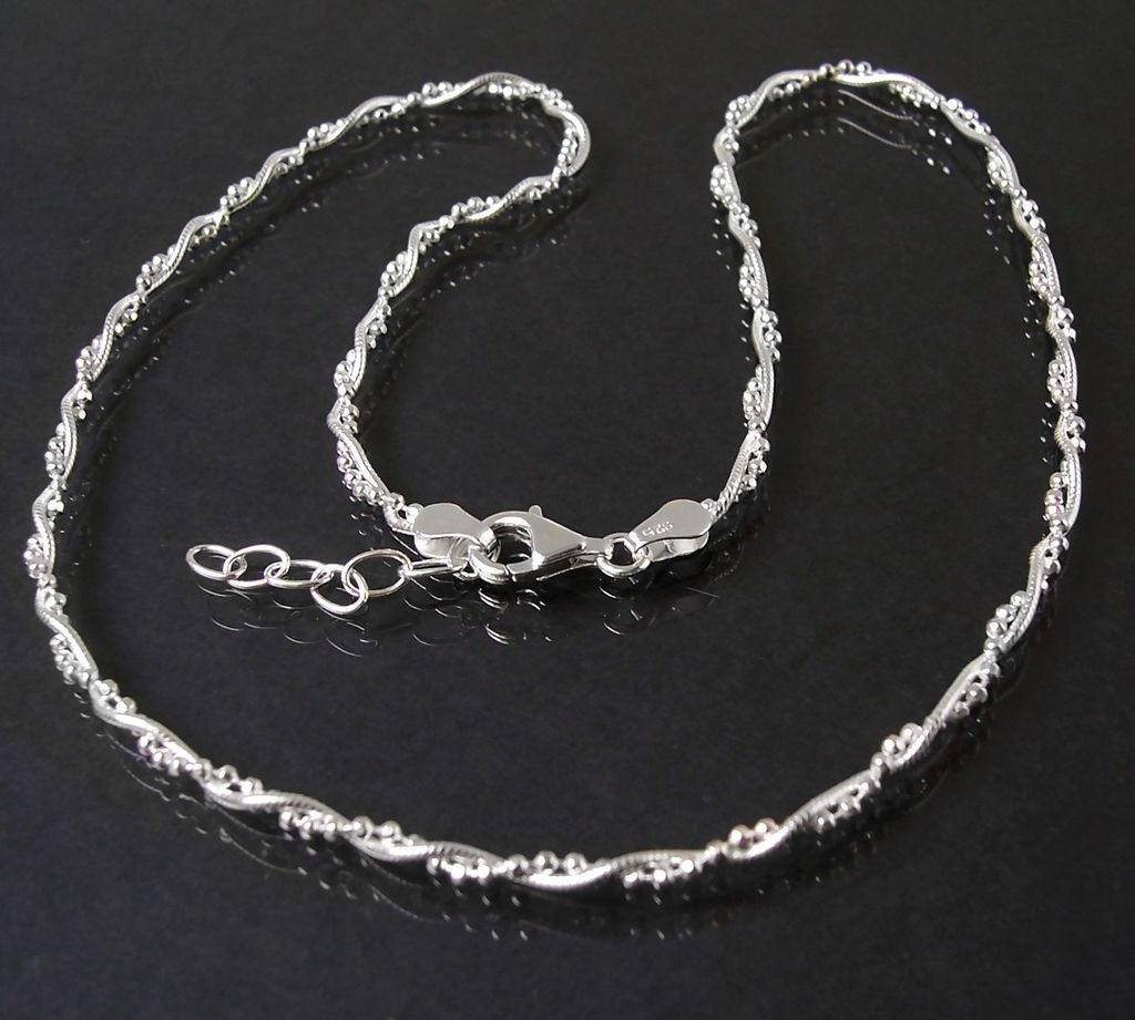 chmuck Collier Lange Halskette 70 cm Silber 925 mit  Silber filigran Kugel 