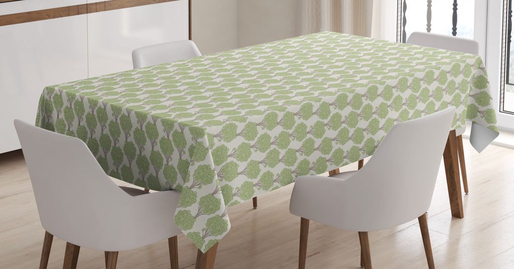 ABAKUHAUS Baum Tischdecke, Kurvige Blätter Ruhe Wald, Schmutzabweisent mit Modernster Druck Technologie Waschbar Klare Farben, 140 x 240 cm, Pista...