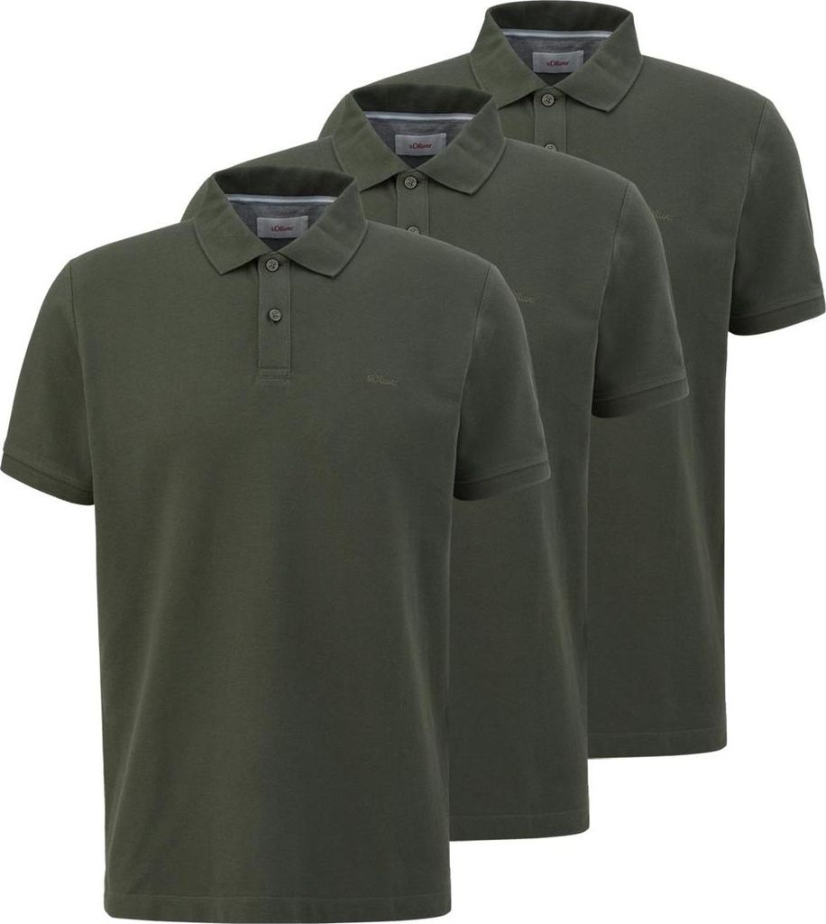 s.Oliver 3er Pack Basic Poloshirt Piqué Qualität, Vielseitig kombinierbares Basic, Klassischer Look