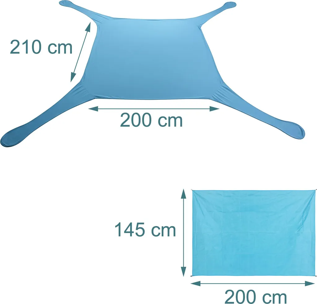 Voile d'ombrage de plage léger en polyester avec ancrages de sable 2m