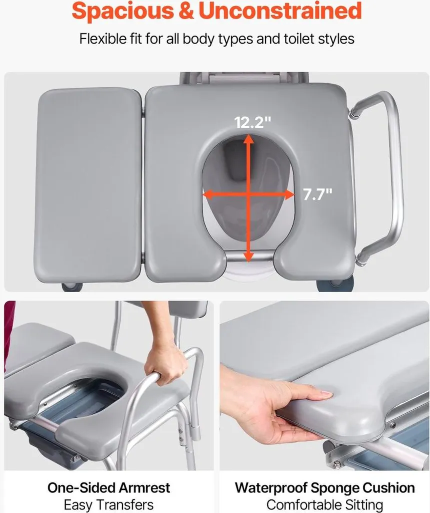 Chaise percée bariatrique pour éviter les chutes, hauteur modulable - 7