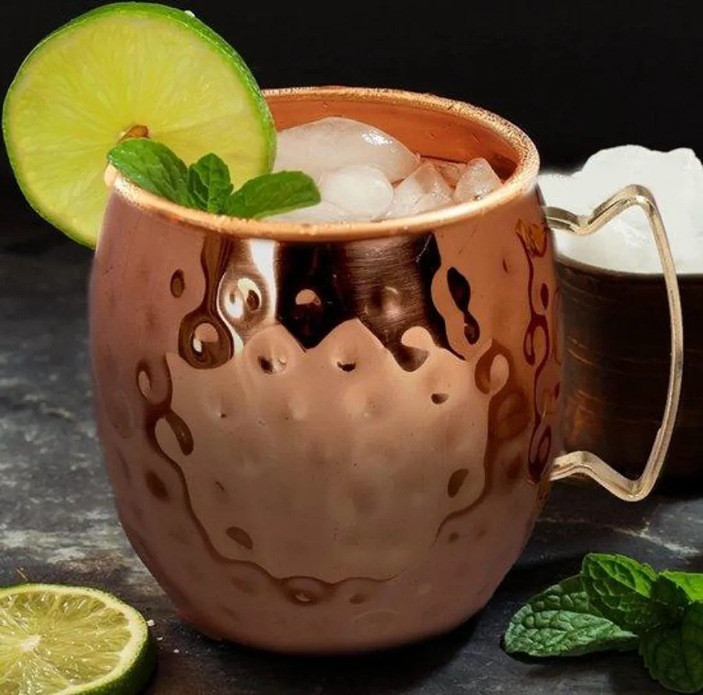 Service de 4 verres en cuivre avec pied pour cocktails et boissons fraîches