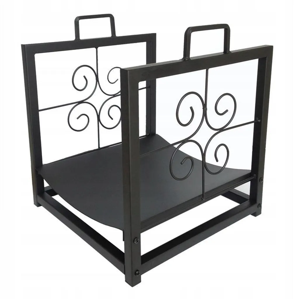Range-bûche design en métal noir pour salon - Porte-bois moderne