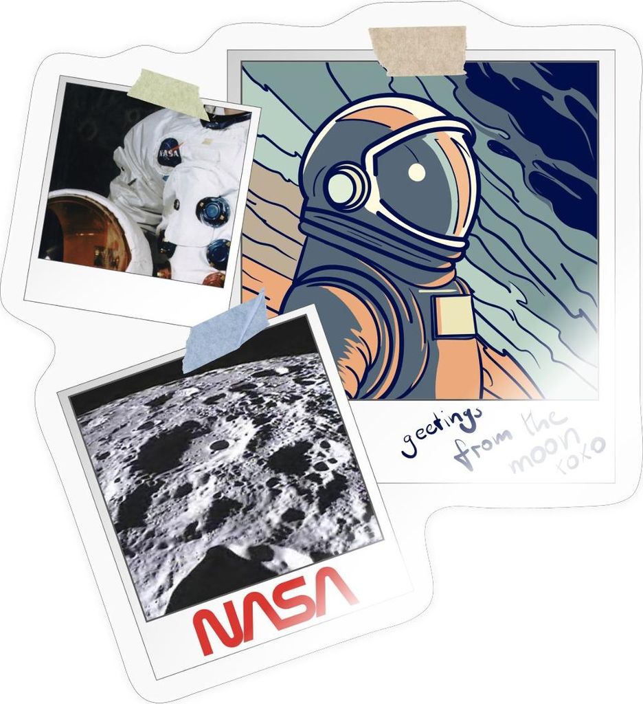 Spreadshirt NASA Greetings From The Moon Design Sticker Aufkleber, 10 x 10 cm, Transparent glänzend