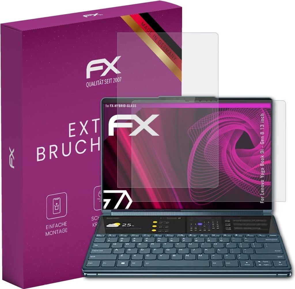 atFoliX FX-Hybrid-Glass Displayfolie kompatibel mit Lenovo Yoga Book 9i - Gen 8 (13 inch) Glasfolie
