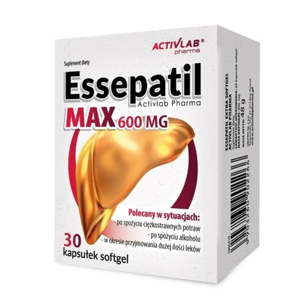 Activlab Pharma Essepatil EXTRA MAX 600 mg 30 Kapseln – Hoher Gehalt an Sojalecithin, Sojalecithin für Leber, Nervensystem und Cholesterin