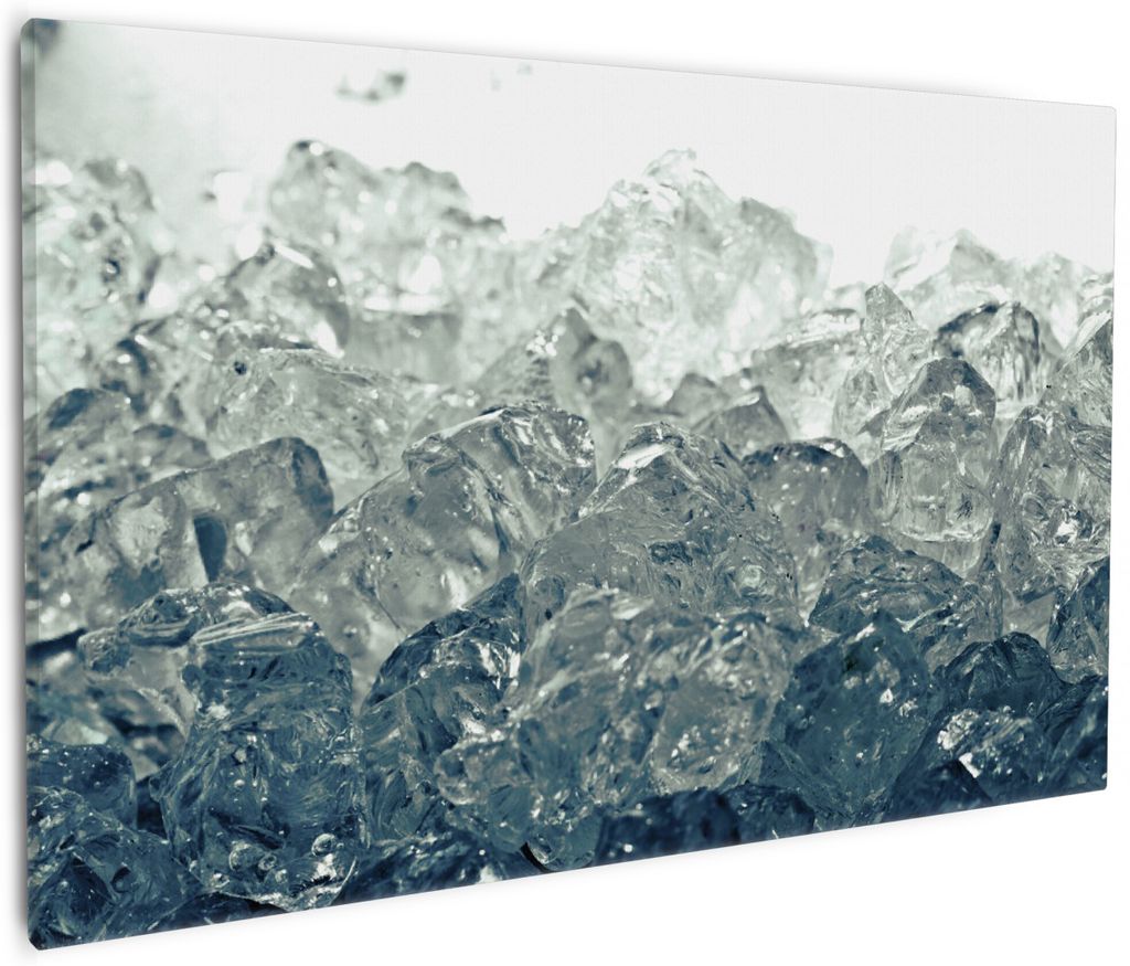 Wallario Premium Leinwandbild Leuchtendes Eis in blau-grau Produktbild 