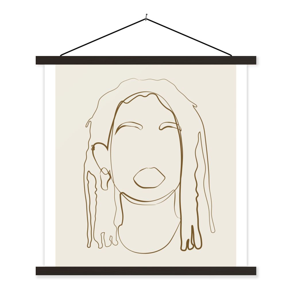 MuchoWow Textilposter Frauen - Text - Strichzeichnungen - Zitate 40x40 cm mit schwarzem Rahmen - Fotos