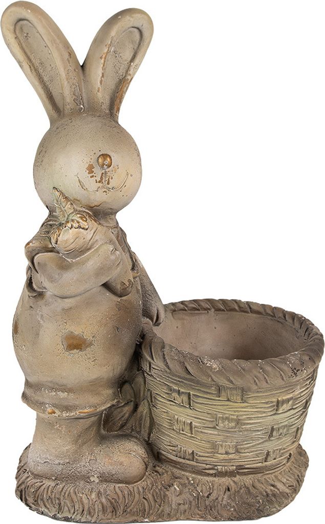 Clayre & Eef Blumentopf Kaninchen 49 cm Braun Beige Magnesiumoxid (MGO)