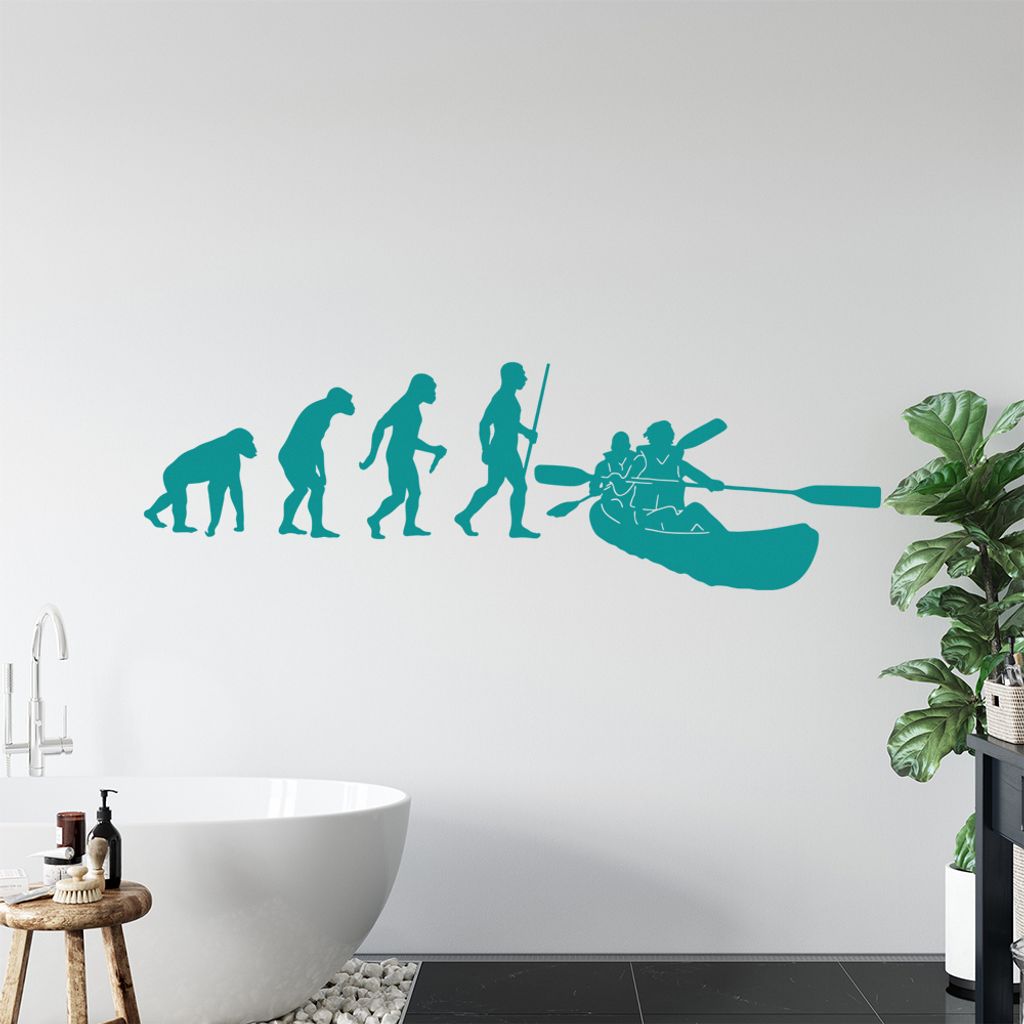 Kanu Kajak Evolution Wandtattoo Wandaufkleber Wall Sticker - Dekoration, Küche, Wohnzimmer, Schlafzimmer, Badezimmer