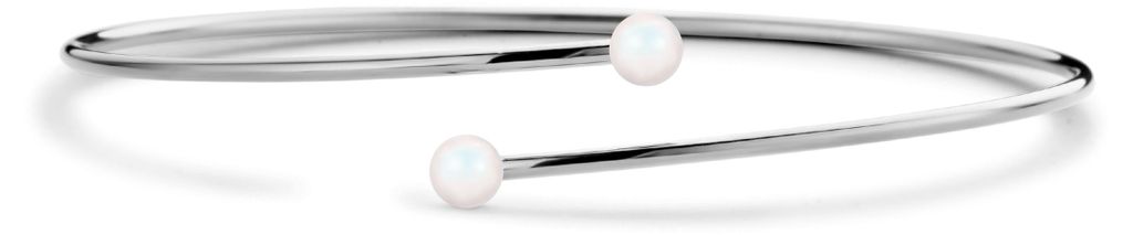 CO88 Collection 8CB-90803 Stahlarmband – Damen – Armreif mit Perle am Ende – 60 x 51 mm – Perle mit 4 mm Durchmesser – Silberfarben