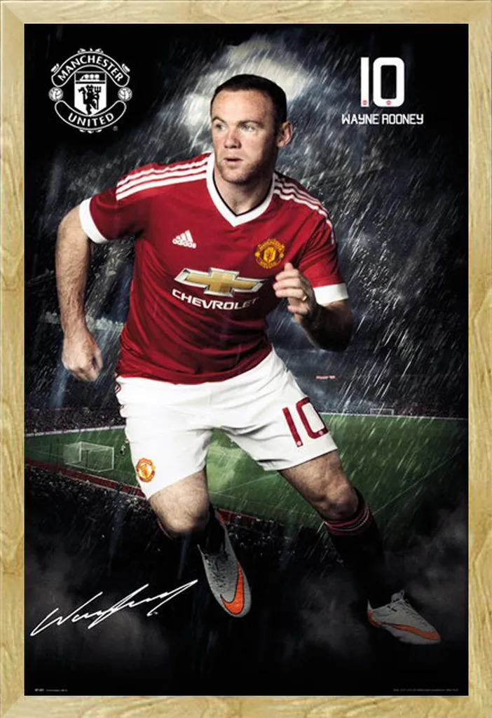 Affiche Manchester United Wayne Rooney avec Cadre en Bois Amovible Shinsuke