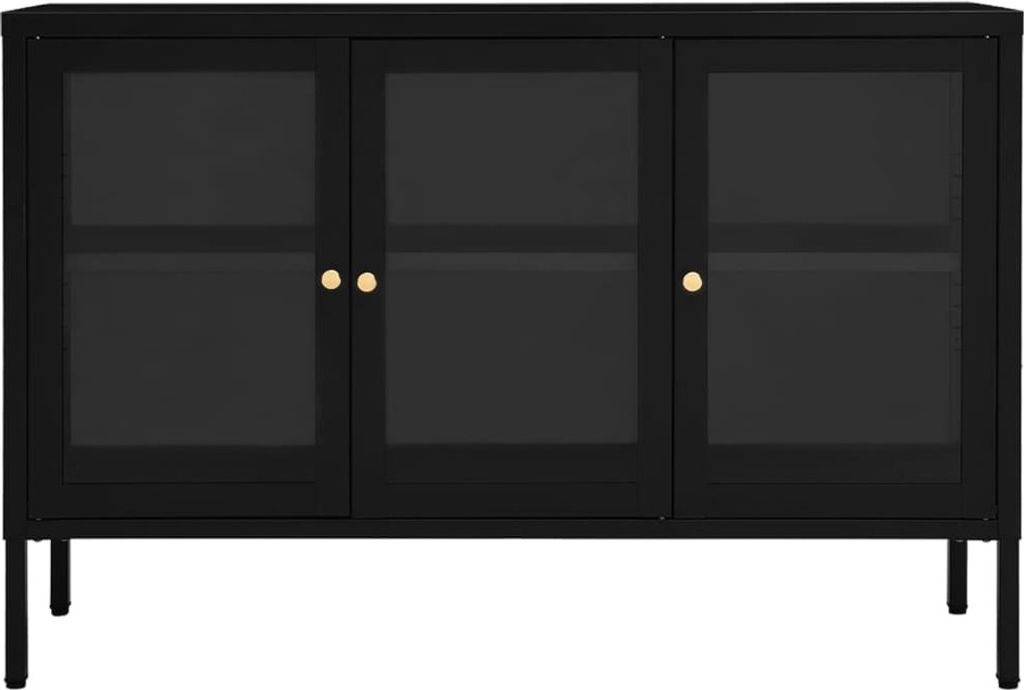 "Winterschlussverkauf "Sideboard - praktischem Design - Wohnzimmerschrank - Kommde für Flur - Schwarz 70x35x70 cm Stahl und Glas NeuMöbel 9003857