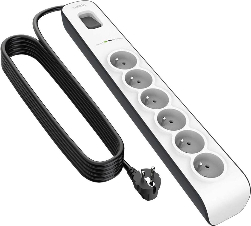 Belkin BSV603ca2m, 650 J, 6 AC-Ausgänge, Typ E, Schwarz, Produktbild 