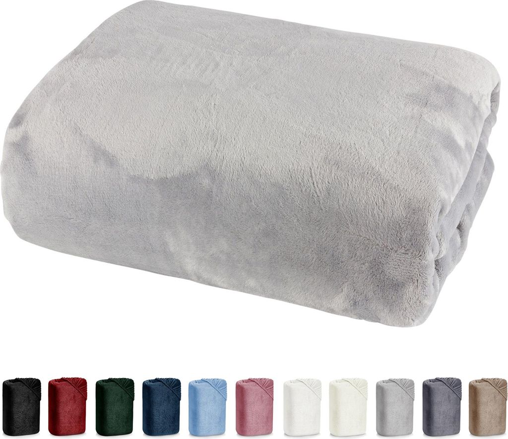 heimtexland Luxus Spannbettlaken Cashmere Touch Soft Spannbetttuch Nicky Plüsch Teddy Typ585 Grau 150 cm x 200 cm