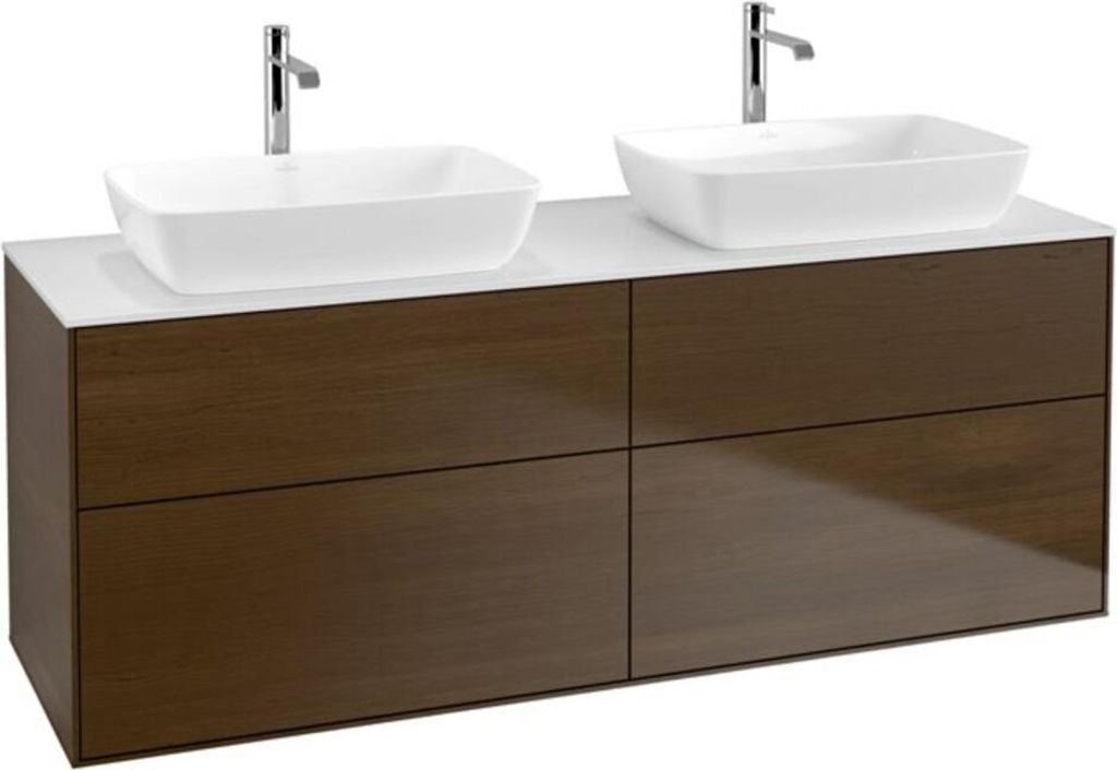V&B Waschtischunterschrank Finion 160x60cm, Abd.-Pl. wh. m, Walnut veneer