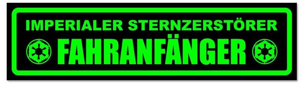 Kiwistar - Autoaufkleber - Grün - Schwarz - 45 x 12 cm - Fahranfänger Imperialer Sternzerstörer - Hinweis Aufkleber Sticker für Auto, Kfz, Fahr...