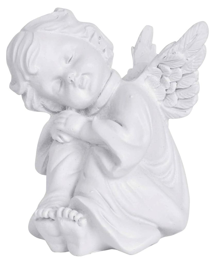 Engelsskulptur, Cherub Figur, Schlafende Engelsfigur, Kleine Statue eines schlafenden Engels, Weiße Harz Engelsstatue für die Dekoration im Innen...