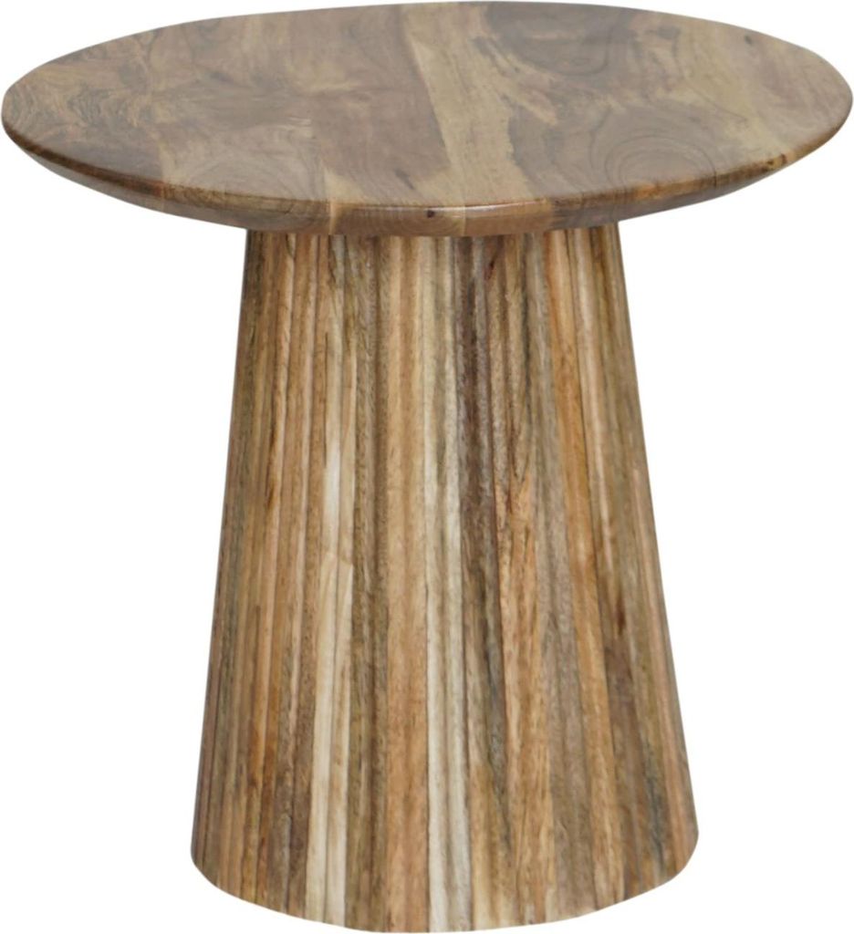 Marrakesch Couchtisch Adisra 50 cm aus Holz massiv | Runder Wohnzimmertisch mit Tablett-Rand | Moderner Sofatisch im Boho & Skandi Stil | Handgefer...