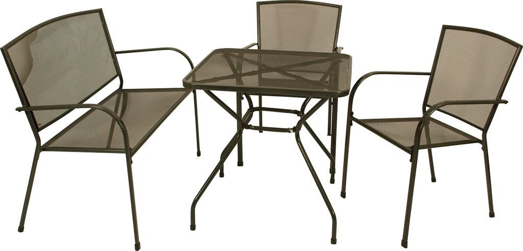 TPFGarden GARTENESSGRUPPE Glasgow - GARTEN-GARNITUR für 4 Personen - Gartenmöbel Set 4-teilig - Streckmetall anthrazit