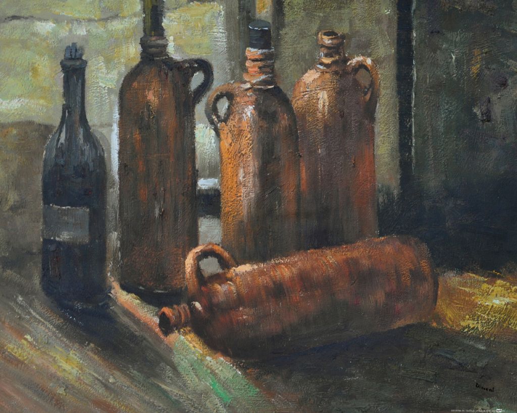 Vincent Van Gogh Kunstdruck Bild - Stillleben Mit Fünf Flaschen, 1884 (40 x 50 cm)
