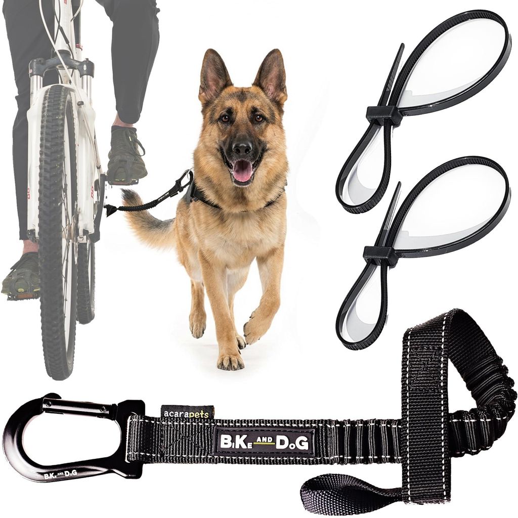 Handsfree Hunde-Fahrradleine mit Geschirr, schwarz, patentierte Konstruktion