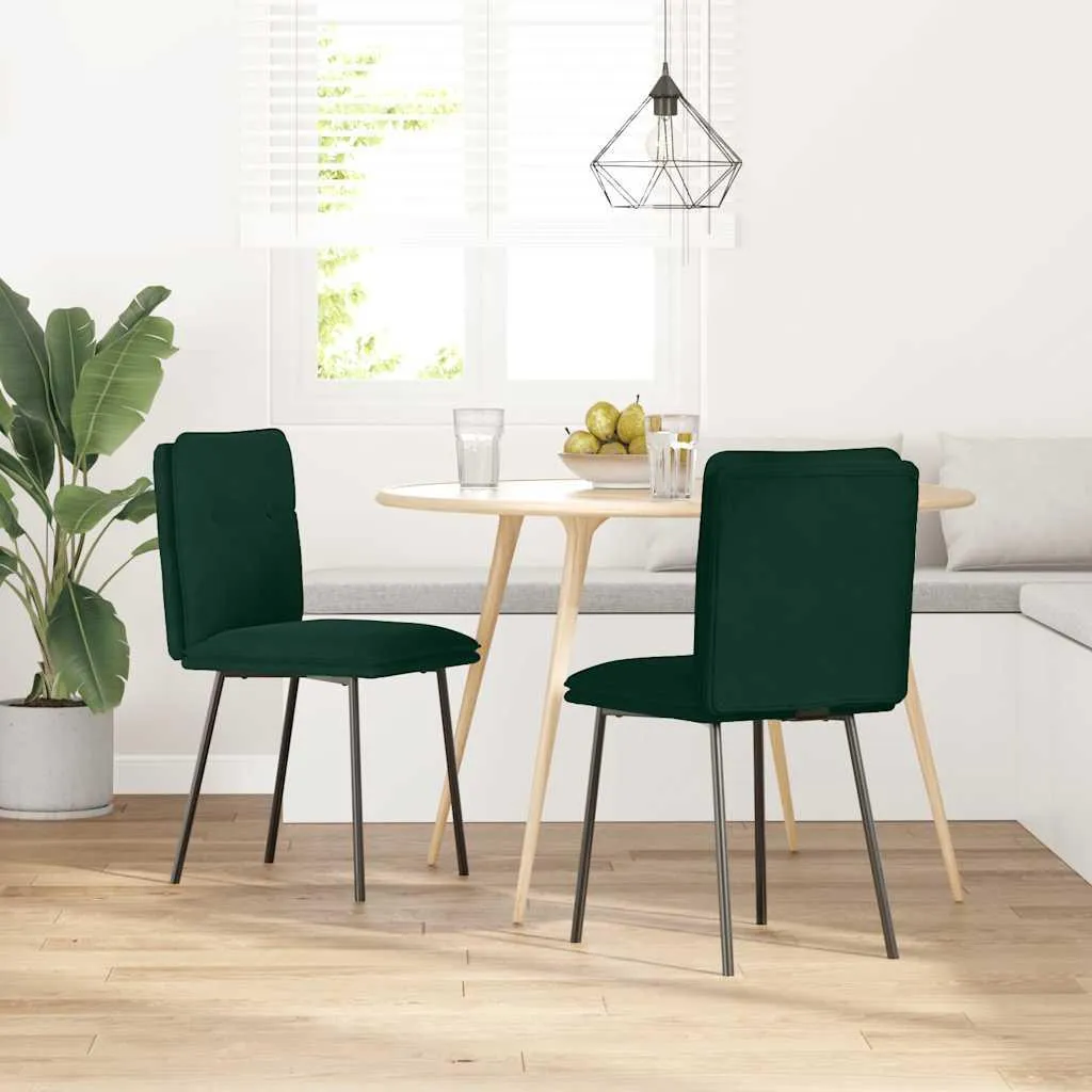 vidaXL Sedie da pranzo 2 pz. Velluto verde scuro