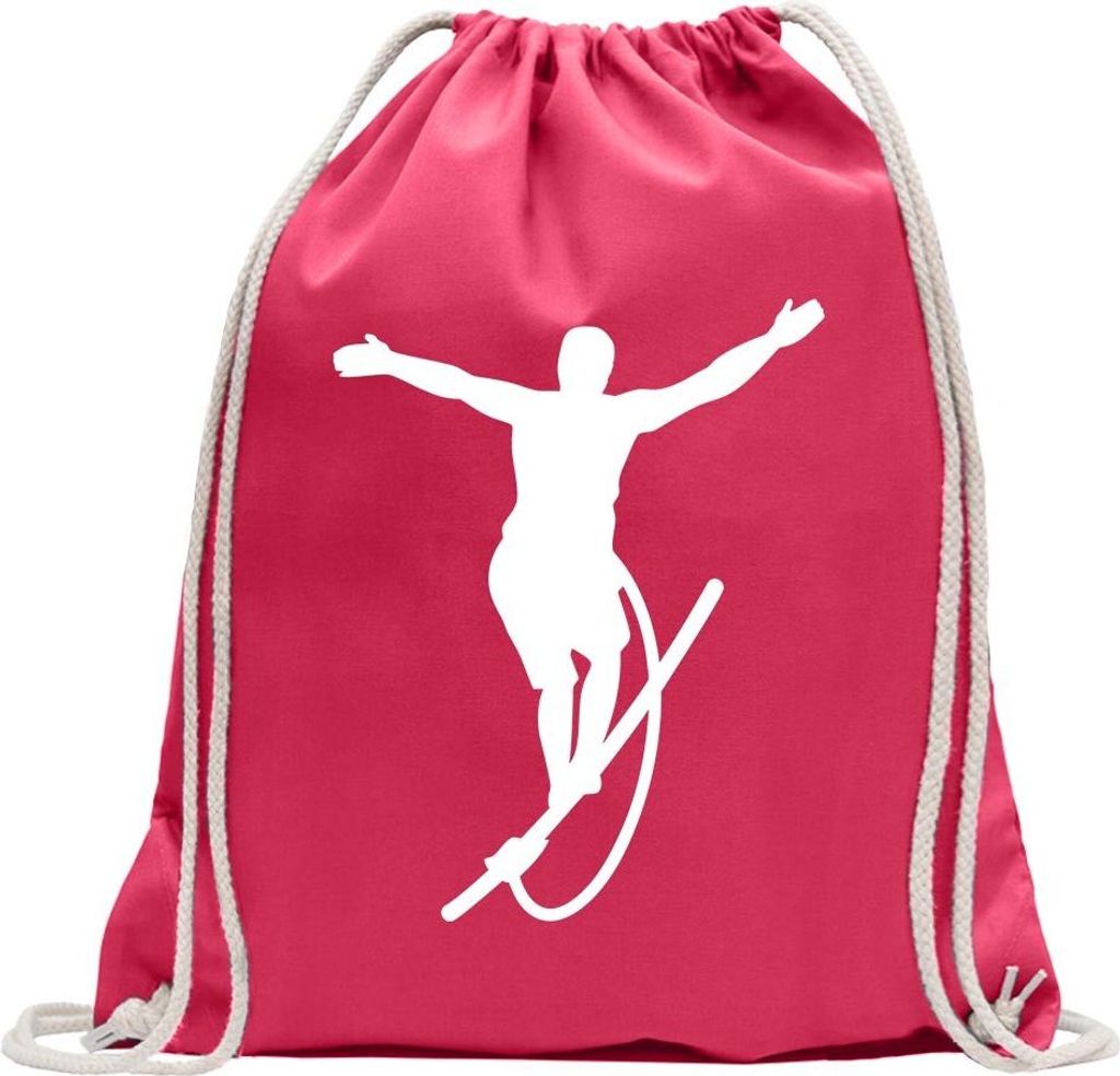 Kiwistar - Turnbeutel - pink - Seiltanz Laufen Sport Figur - Fun Rucksack Sport Beutel Gymsack Baumwolle mit Ziehgurt