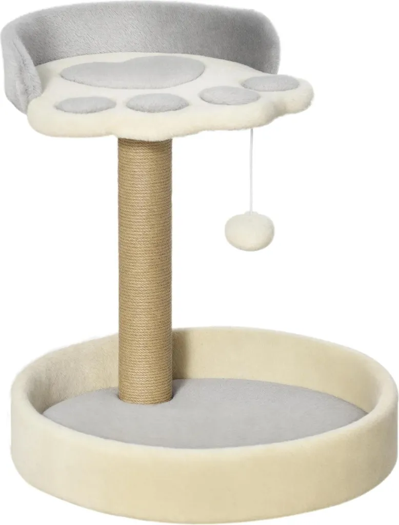 Petit arbre à chat design avec 2 couchages et griffoir en jute naturelle